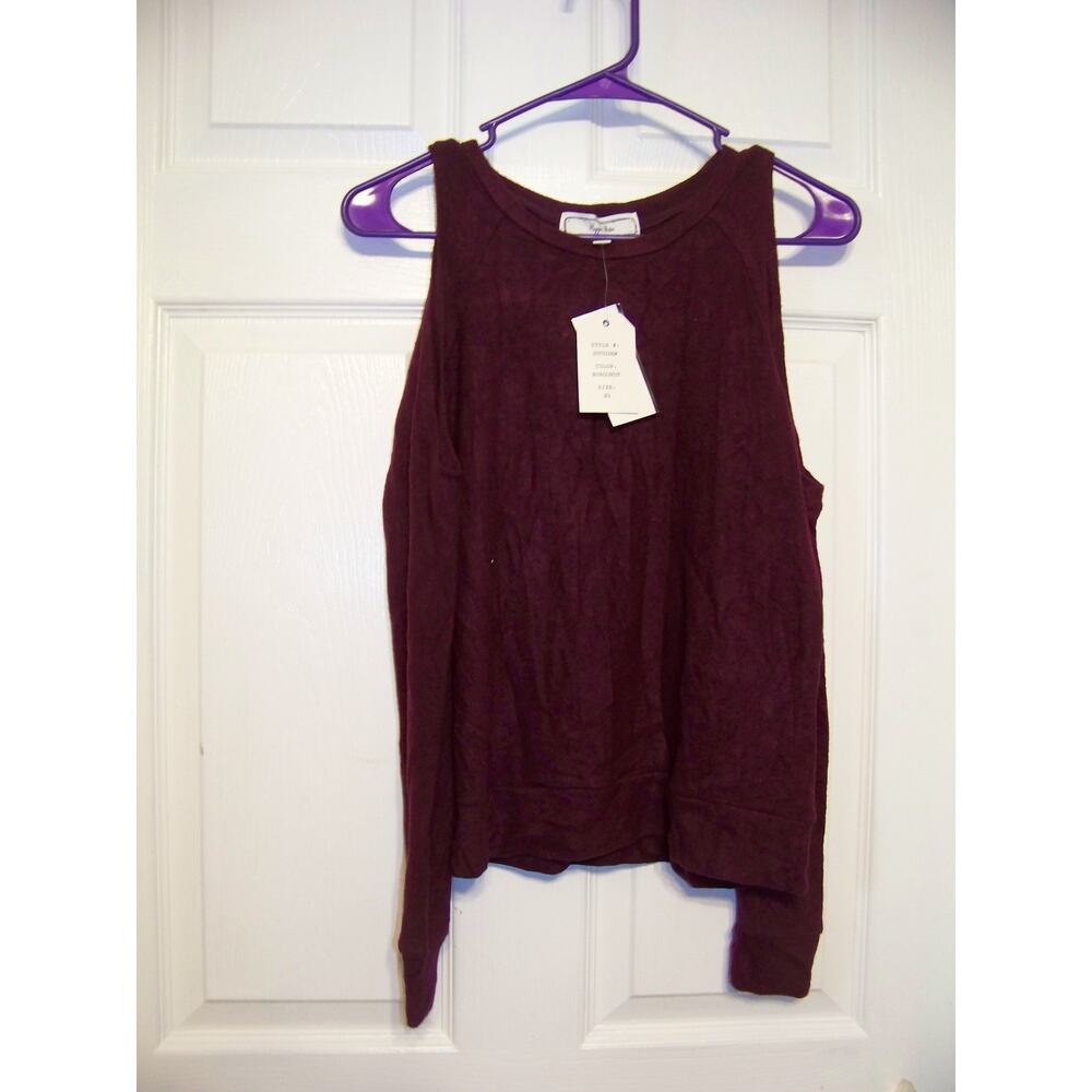Hippie Rose Juniors Size XS Burgundy Cold Shoulder